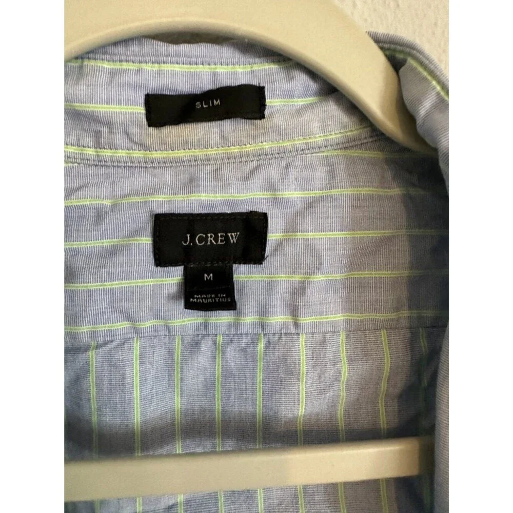 J.Crew Men's Slim Fit Striped Button Down Shirt Medium Blue Green Preppy Cotton